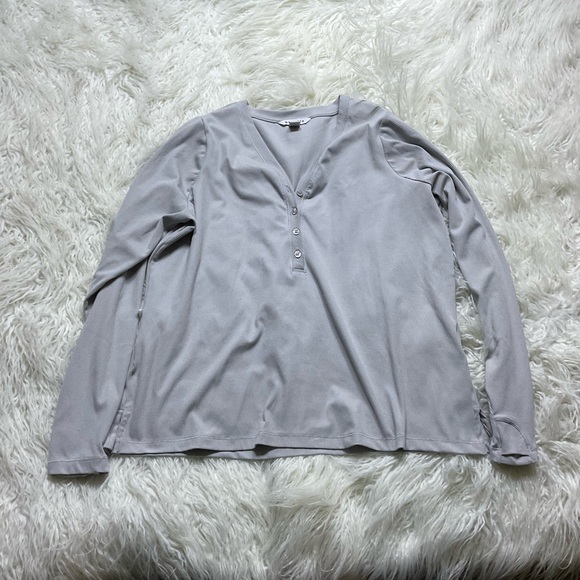 Athleta Tops - Athleta Uptempo Ribbed Henley Top in Light Grey